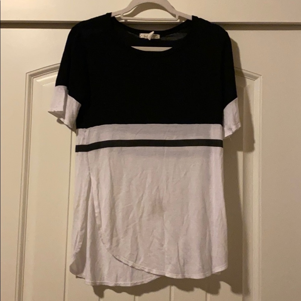 Tobi Black & White Striped Shift Shirt